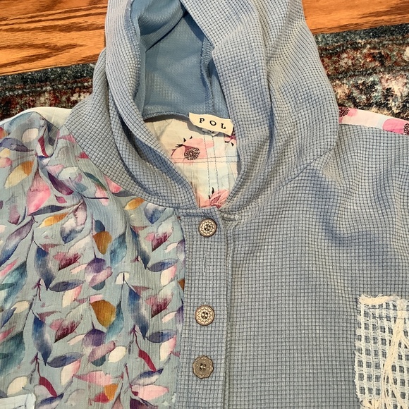 New POL Bohemian Floral Patchwork Hooded Top - Picture 6 of 6